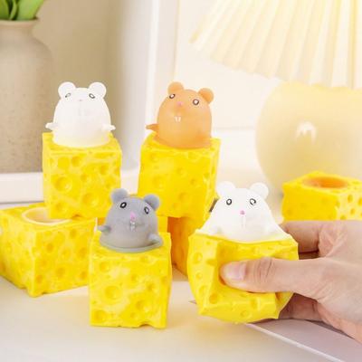 New PVC Cheese Mouse Decompression Toy Stress Relief Pop Up Squeeze Toy Toys Gift Squeeze Anti Stress Toy Children