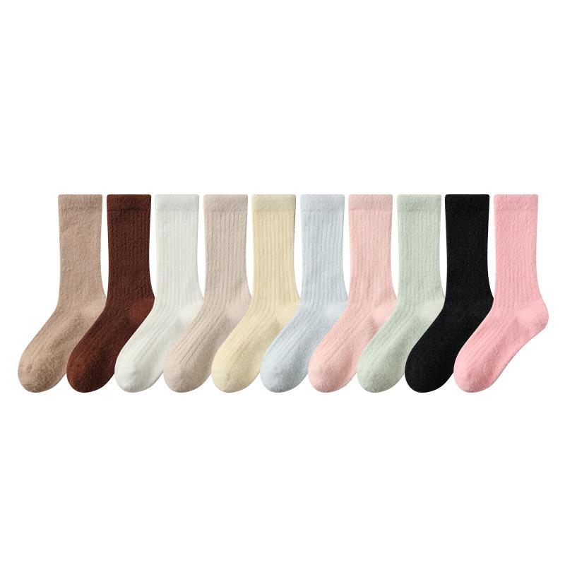 Women's Autumn and Winter Fleece and Thickened Warm Fleece Postpartum Socks, Simple and Versatile Sleep Socks, Pile Socks
