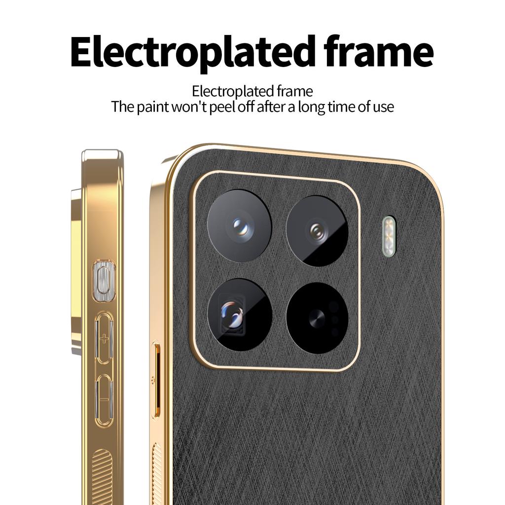 KADEM For Xiaomi 15 Pro Case Electroplating Silk Texture PU + TPU Phone Back Cover