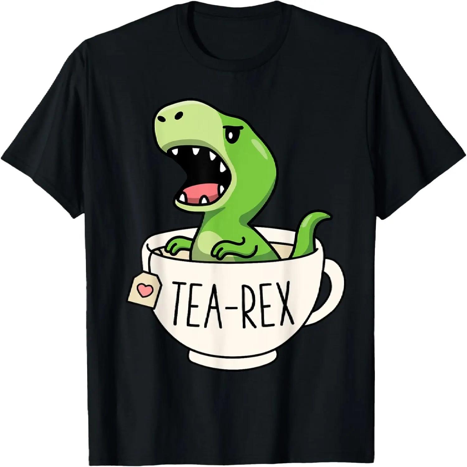 

Tea-Rex Милый Тираннозавр Любитель Динозавров Каваи Забавный Дино-Каламбур Футболка S чёрный