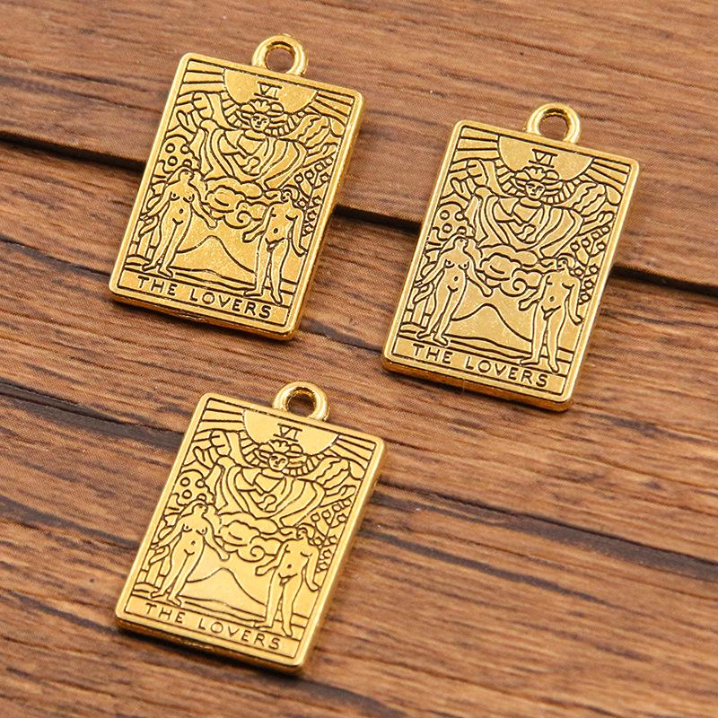 

Подвеска в виде карты Таро из цинкового сплава, 6 стилей 14x23 мм, популярна в модных украшениях.