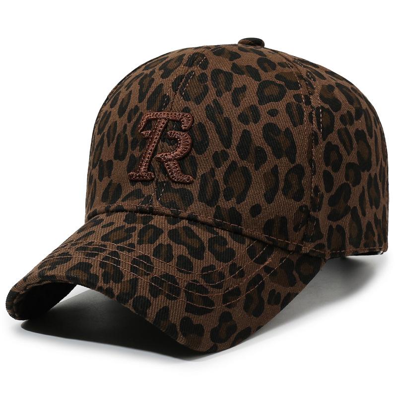 Leopard Print Baseball Cap Unisex Sun Hat Outdoor Sunscreen Cap Letter Embroidered Cap
