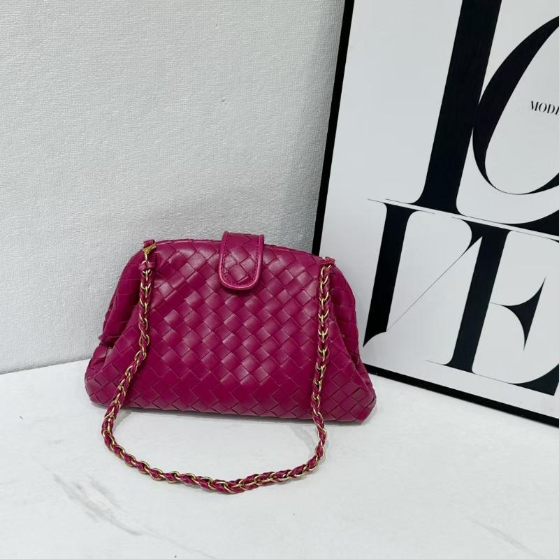 Vintage Classic Clip Chain Bag Cowhide Woven Bag Cloud Bag Underarm Shoulder Dinner Hand Shell Bag