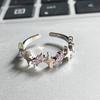 2 Pieces Adjustable Rings Purple Rhinestone Engagement Rings Y2K Rings Aesthetic Jewelry Alloy Material Gift for Women