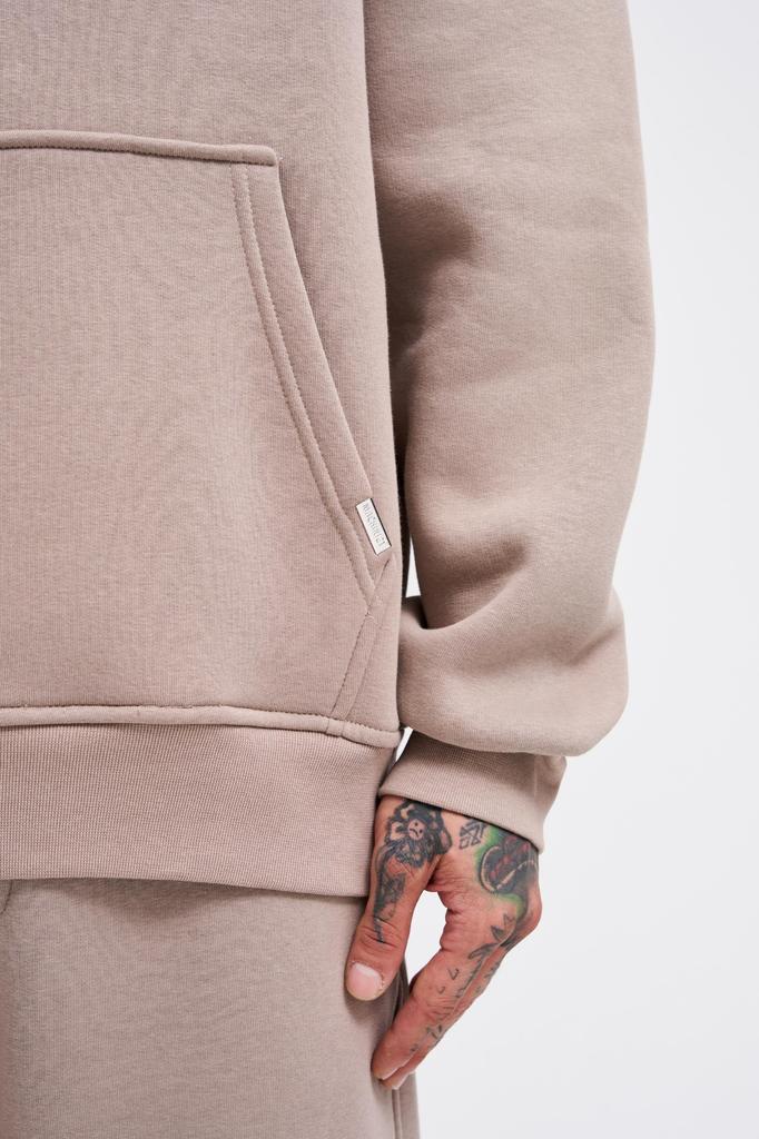 Męska Bluza Oversize Basic z Kapturem - Szary Lód