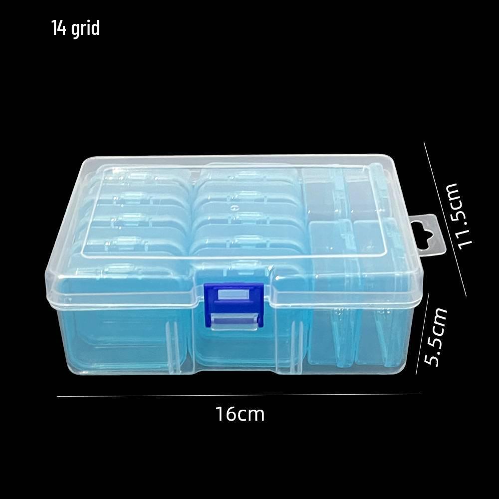 5.5" Small Square 14-Compartment Detachable Transparent Pill & Jewelry Storage Box for Craft & Diamond Painting (185g)
