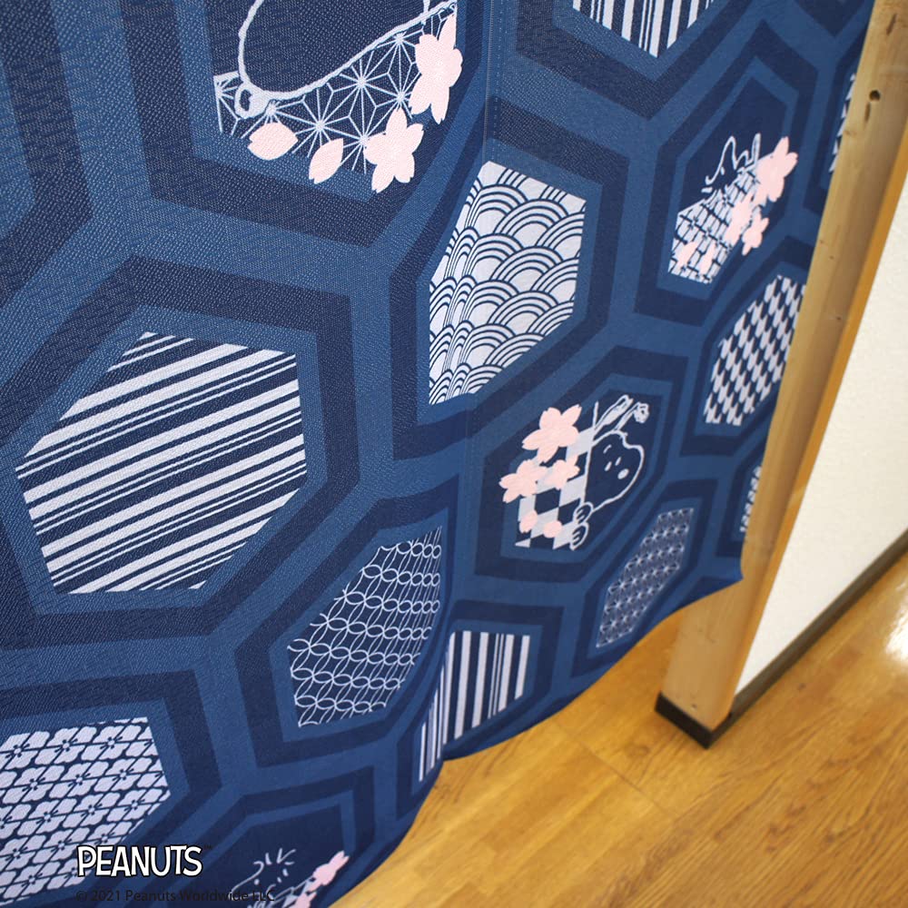 Noren Kobo Noren Snoopy PEANUTS SNOOPY Series Hana Komon Width Length 95190 Curtain, Print, Half-Length Curtain, Pattern, 85cm, 150cm,
