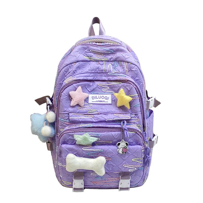 

TS JYL laptop bag,School Bag Girl Junior Senior New Embroidery Fashion Fresh Sweet Bag Does not include pendants фиолетовый
