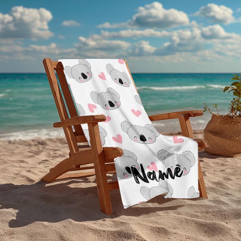 Personalisierbares Ultra-Weiches Strandtuch mit Koala-Motiv, Ideal für Pool - Camping, Tauchen - Perfekter Reisebegleiter, Lebendiges Strandtuch.