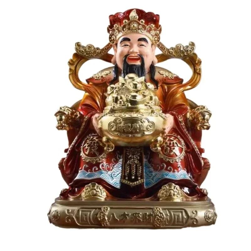 

1pc Resin God of Wealth Buddha Statue Ornament Resin Crafts Gift for Opening A Store Feng Shui Home Decoration Recruiting Wealth H 16CM