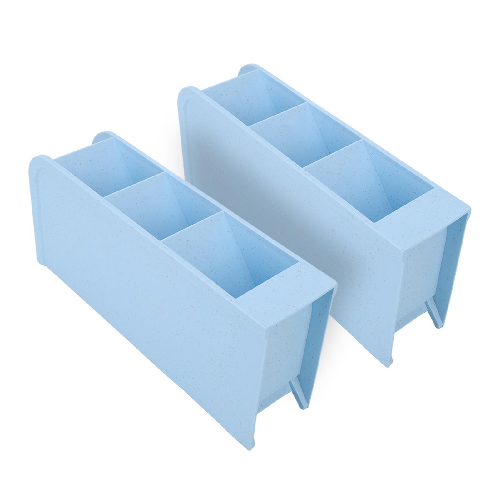 

2pcs Makeup Brush Holder Small Blue Reinforced Support 4 Spaces Deep Slot Stable Bottom Desktop Storage Box