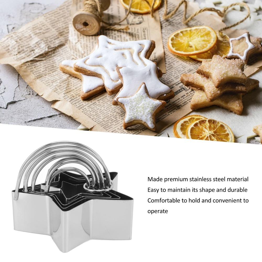 5pcs With Handle Biscuit Cutter Molds Stainless Steel Stainless Steel Cookie Cutters Christmas