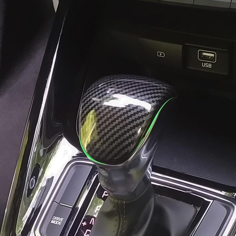 ABS Carbon Fiber Car Gear Lever Cover Trim For Kia Seltos Sonet  Carnival Ka4    Shift Knob Head Cap Accessories