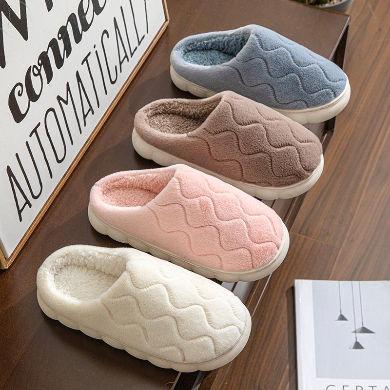 Fashion Winter Short Plush Warm Women's Cotton Slippers Indoor Home Casual Slides Autumn Non-slip Men Comfortable Slippers