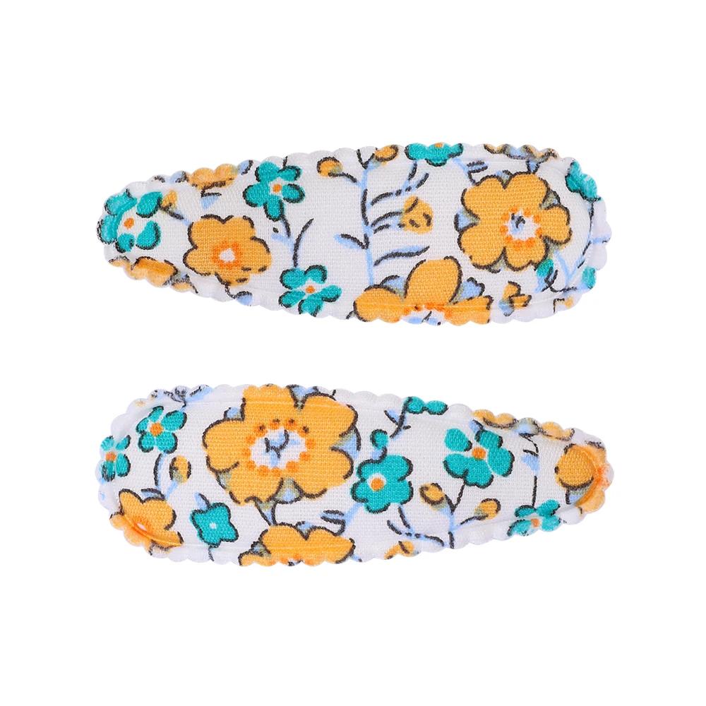 2 Stück/Set Bedruckte BB Haarspange Haaraccessoires Handgefertigt Leinwand Blume Haarspange Mädchen Süße Haarspangen Kopfschmuck Geschenk