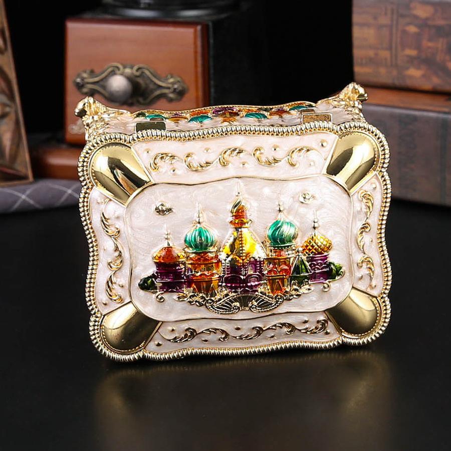 Rectangle Castle Jewelry Box Creative European Metal Flip Anti-Oxygen Ring Earrings Necklace Jewelry Box