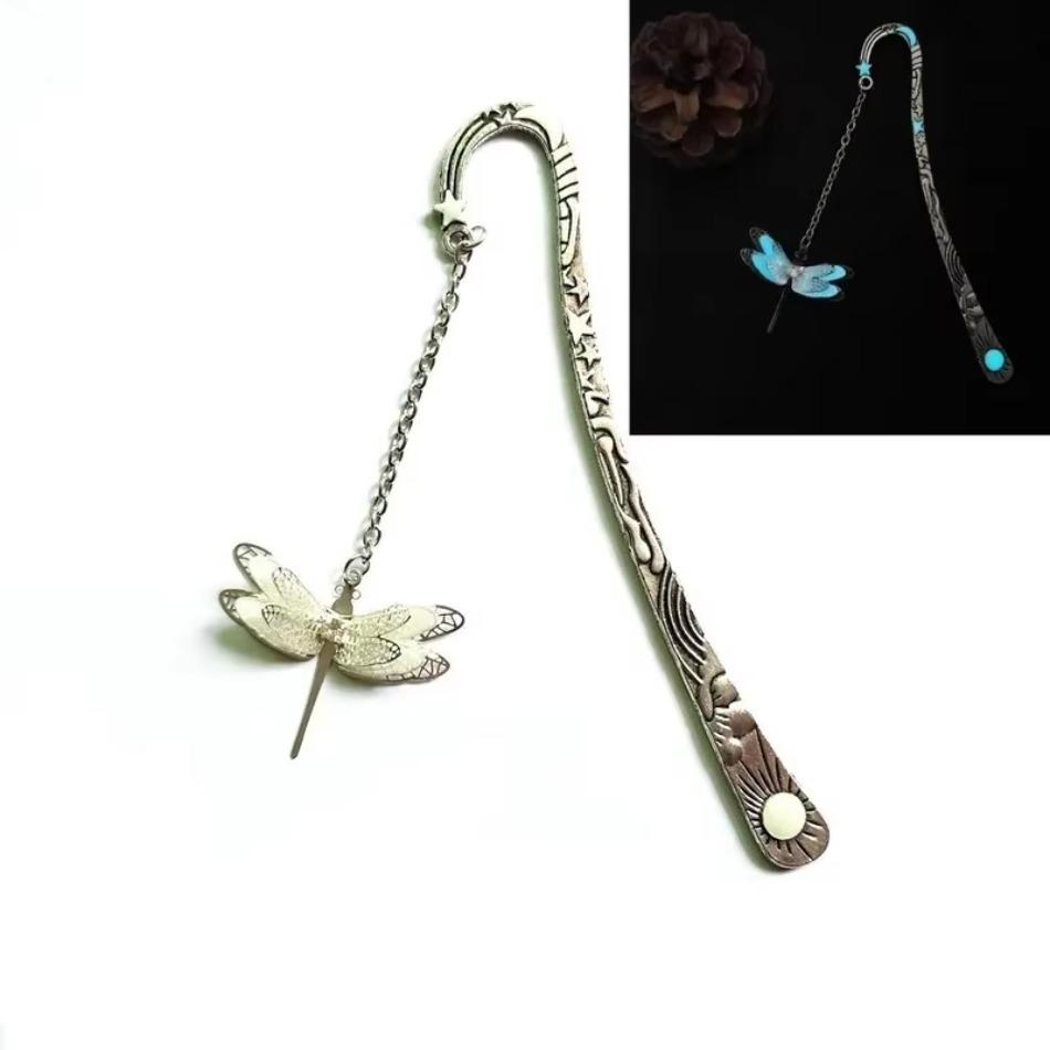 Dragonfly Bookmark Cultural and Creative Product Luminous Metal Bookmark Fluorescent Butterfly Creative Culture Student Bookmark