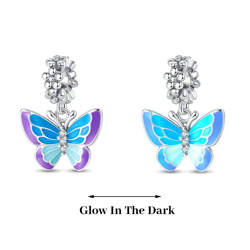 925 Silver Plated Fireflies Butterfly Stars Luminous Charms Beads Fit 3mm 925 Original Bracelets DIY Jewelry Gift