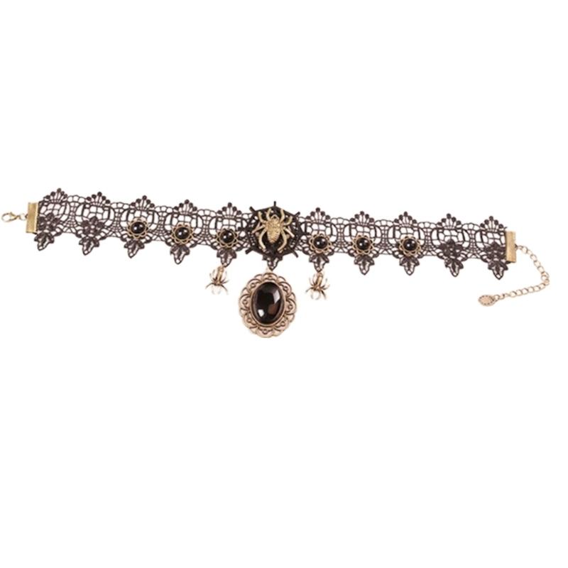 Gothic Lace Choker Necklace With Spiders Pendant Your Unique Style With This Gothic Lace Choker