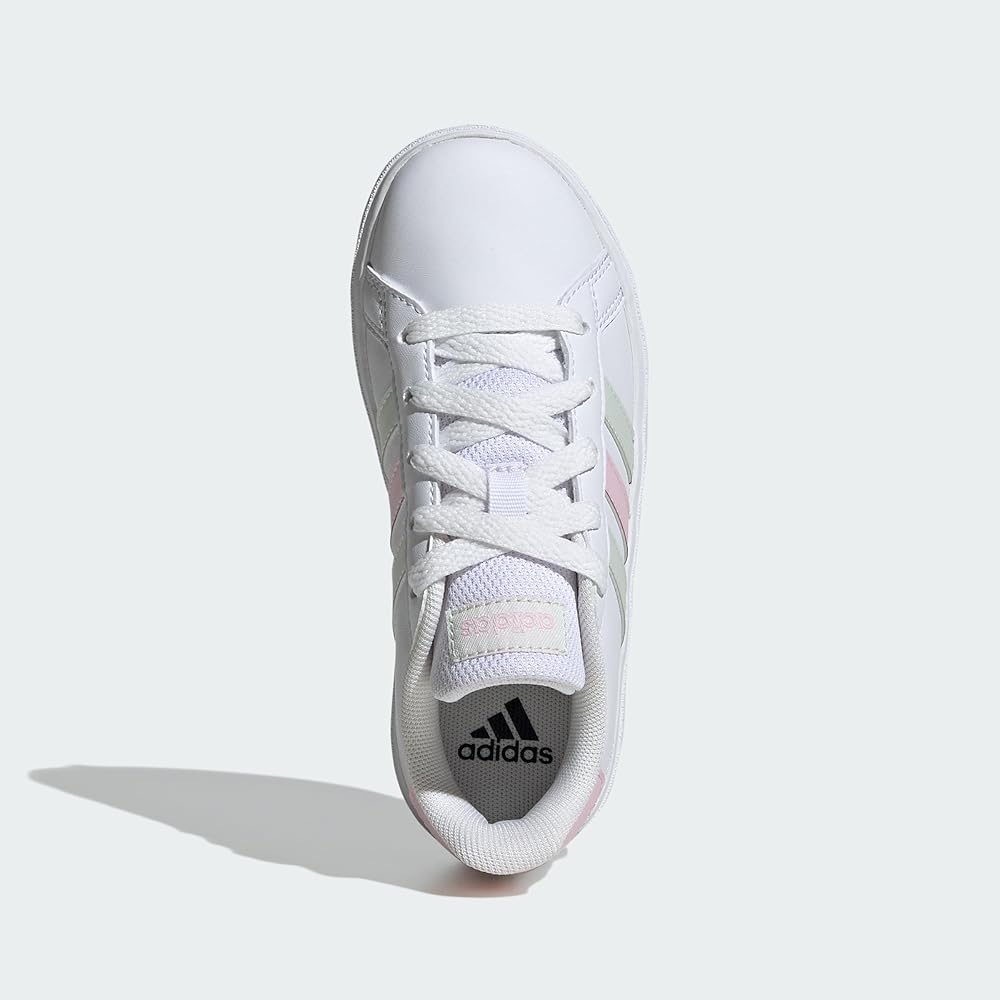 Adidas Grand Court 2.0 Kids Sneakers Unisex Boys Girls 17-25.5cm Footwear White/Clear Pink 18.5 Cm