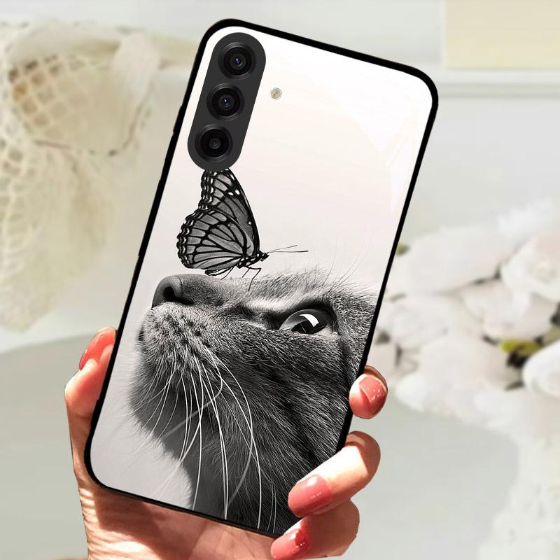 For Samsung Galaxy S25FE Case Fashion Lion Flower Tempered Glass Shockproof Bumper Cover For Galaxy S25 S 25 FE Camera Protector