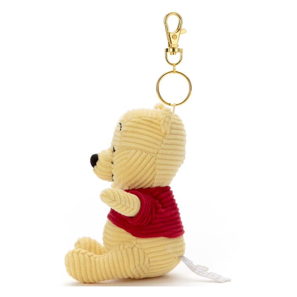 Disney Character Corduroy Plush Keychain, Winnie the Pooh, Approximately 12cm Tall