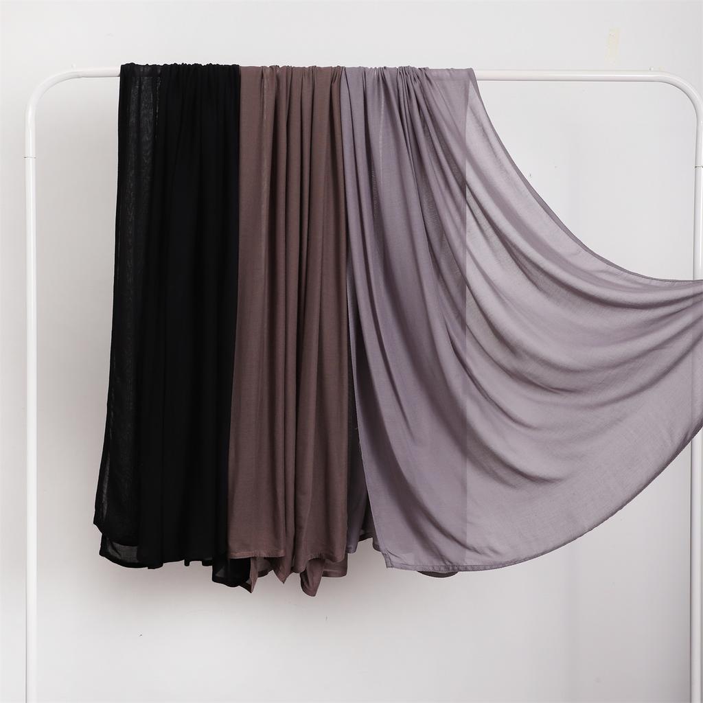 Cotton Rayon Modal Muslim Hijabs For Women Scarf Thin Plain Shawls Femme Musulman Soft Headscarf Islam Turban Headband 185*75Cm