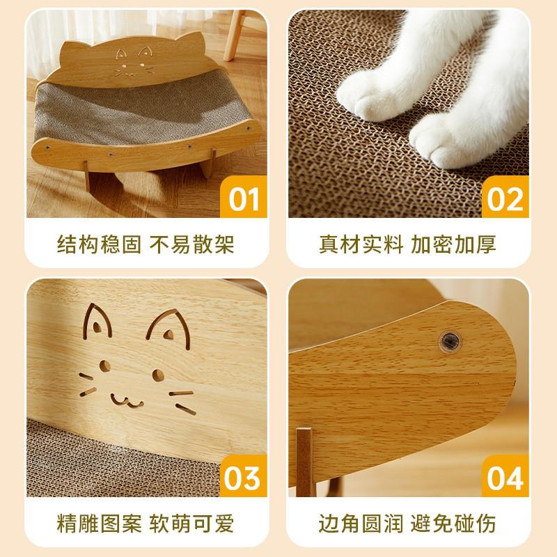 Large Cat Scratcher Lounge Chair With Sisal Rope Cover Sturdy Wooden Frame Scratch-Resistant Bed Adult Cats