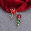Hollow Crystal Red Rose Flower Korean Enamel Pin Women Rose Brooches Backpack Decoration Badges Pin