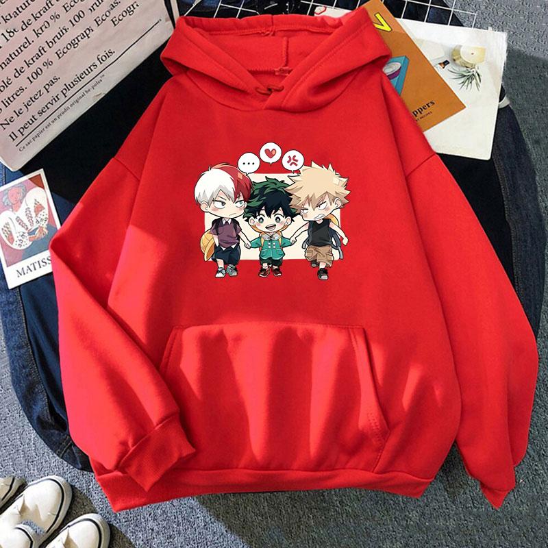 Hot Fashion Hoodies Anime Deku Todoroki Shoto Bakugou Katsuki Cartoon Printing Sweatshirt Unisex Long Sleeve Casual Tops