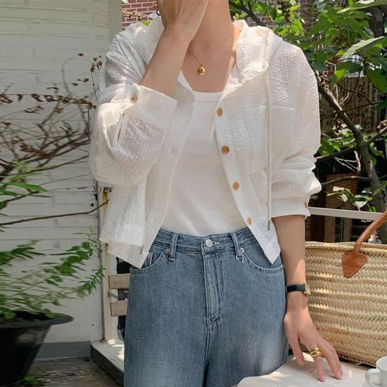Dameskjorter med striper og knapper, hettegenser med snøring, langermet cardigan, sommer solbeskyttelse