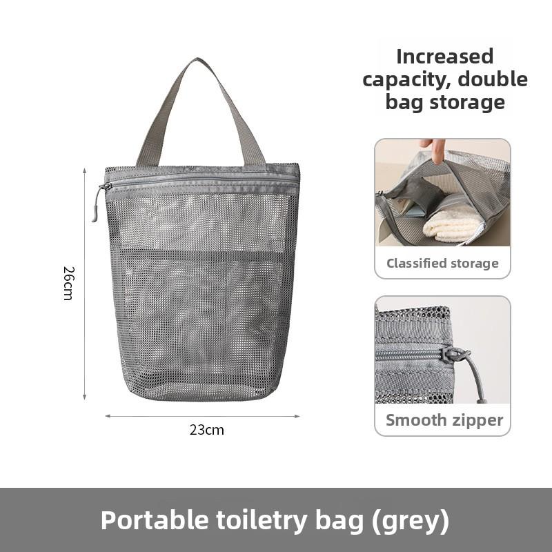 

Hand-held Storage Bag, Large-capacity Breathable Mesh Ready-to-stand Bath Bag, Portable Toiletry Bag for Business Trips and Travels серый