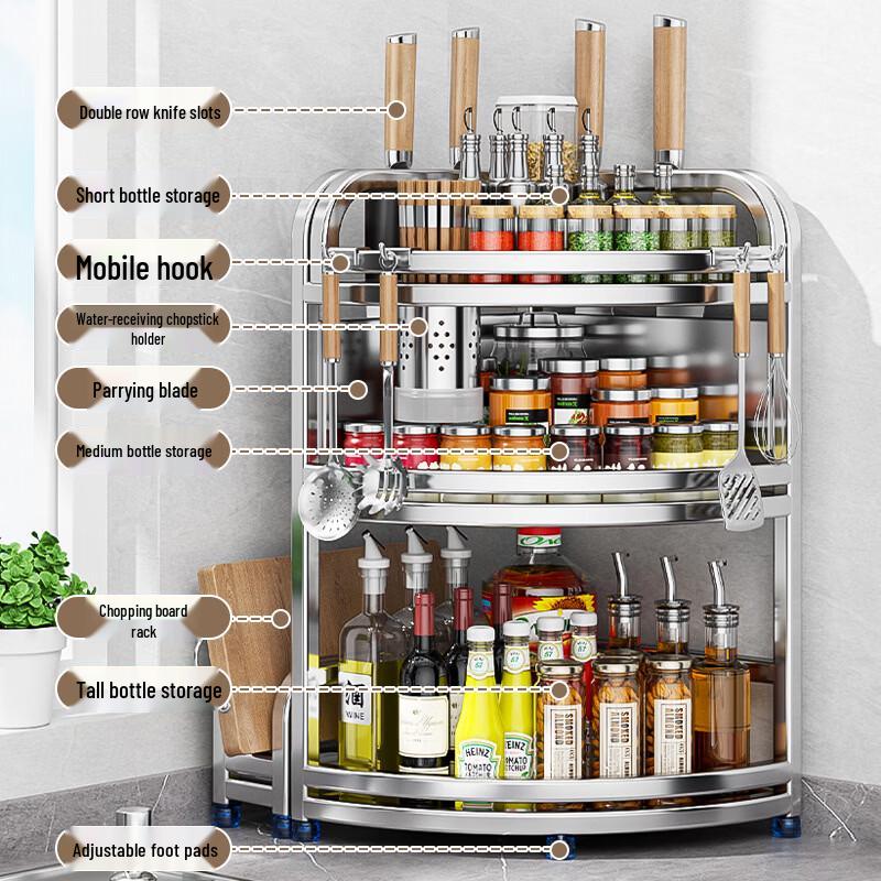 3-Tier 316 Stainless Steel Kitchen Countertop Corner Shelf