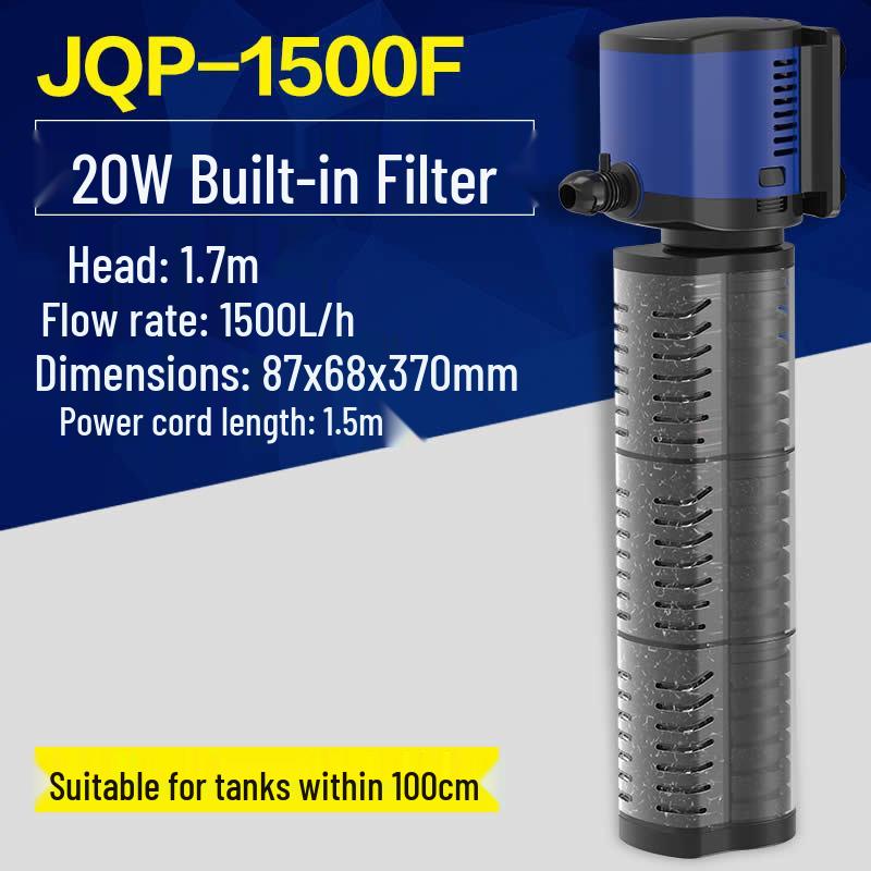 Three-in-One Submersible Fish Tank Pump with Built-in Filter & Aeration