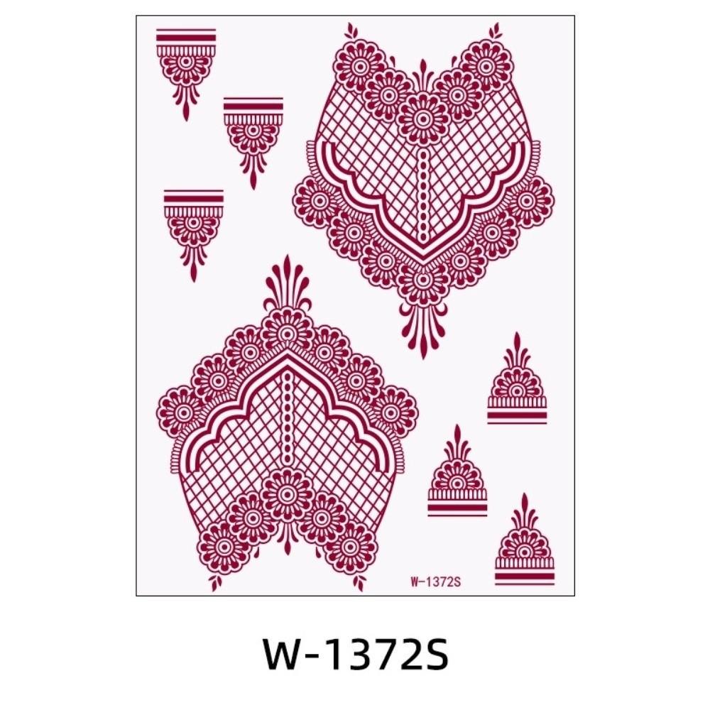 Lace Fake Tattoo Temporary Tattoo Red Mehndi Stickers Red Henna Tattoo Decals  Women/Lady