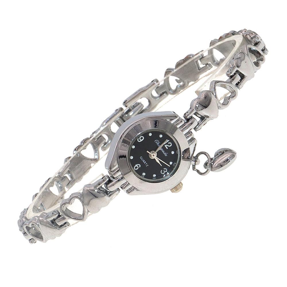 Cute Women's Fashion Small Dial Quartz Bracelet Wrist Watch New Arrival with Heart Pendant Ladies Watch