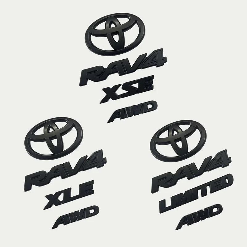 4 SZT. Matowe Czarne ABS NAKŁADKA logo Emblemat dla 2019 - 2024 TOYOTA RAV4 XLE XLE LIMITED ZESTAW EMBLEMATÓW Naklejka na klapę bagażnika akcesorium samochodowe
