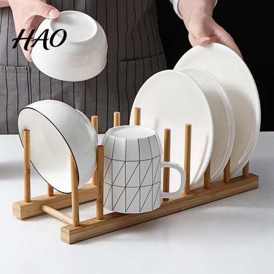 Cabinet Tableware Organizer Kitchen Storage Rack Bamboo Anti-skid Plate Pot Lid Dish Laptop Bowl Drying Holder Organization Cutting Board Drainage