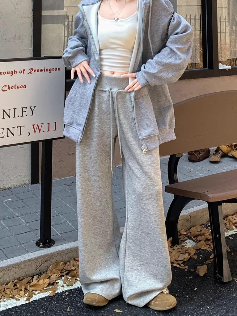 1116 Summer Drape Wide-leg Pants Women's Straight-leg Pants Spice Girls Low-rise Versatile Drawstring Floor-mopping Pants Casual Walking Pants Women
