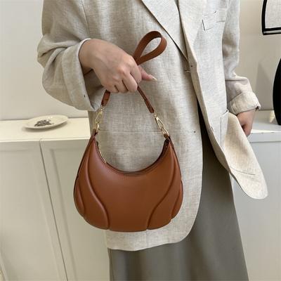 Retro Solid Color Shoulder Bags For Women Simple Handbags Ladies Underarm Bags