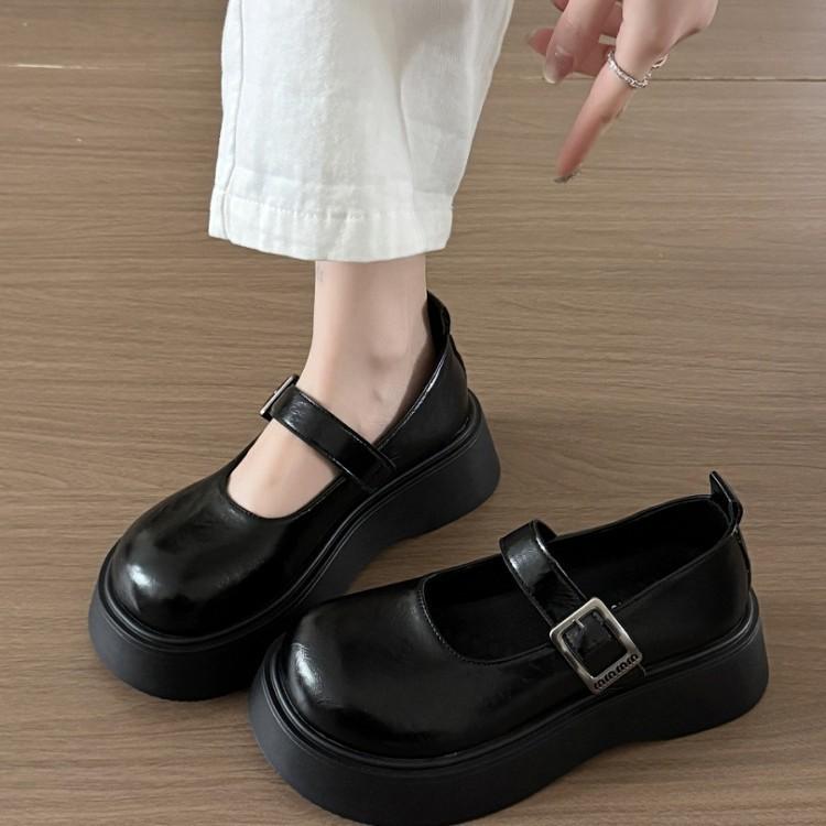 Big head and thick sole Japanese jk small leather shoes for women's 2025 spring and summer new muffin with skirt Mary Jane single shoes