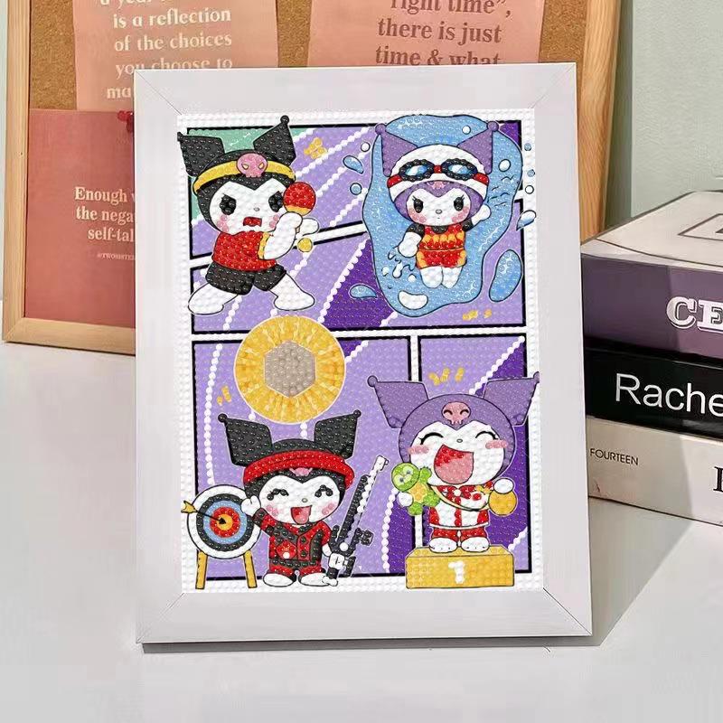 Kuromi Cartoon Diamond Painting Kit: Peace & Joy DIY Gift for Students and Kids.