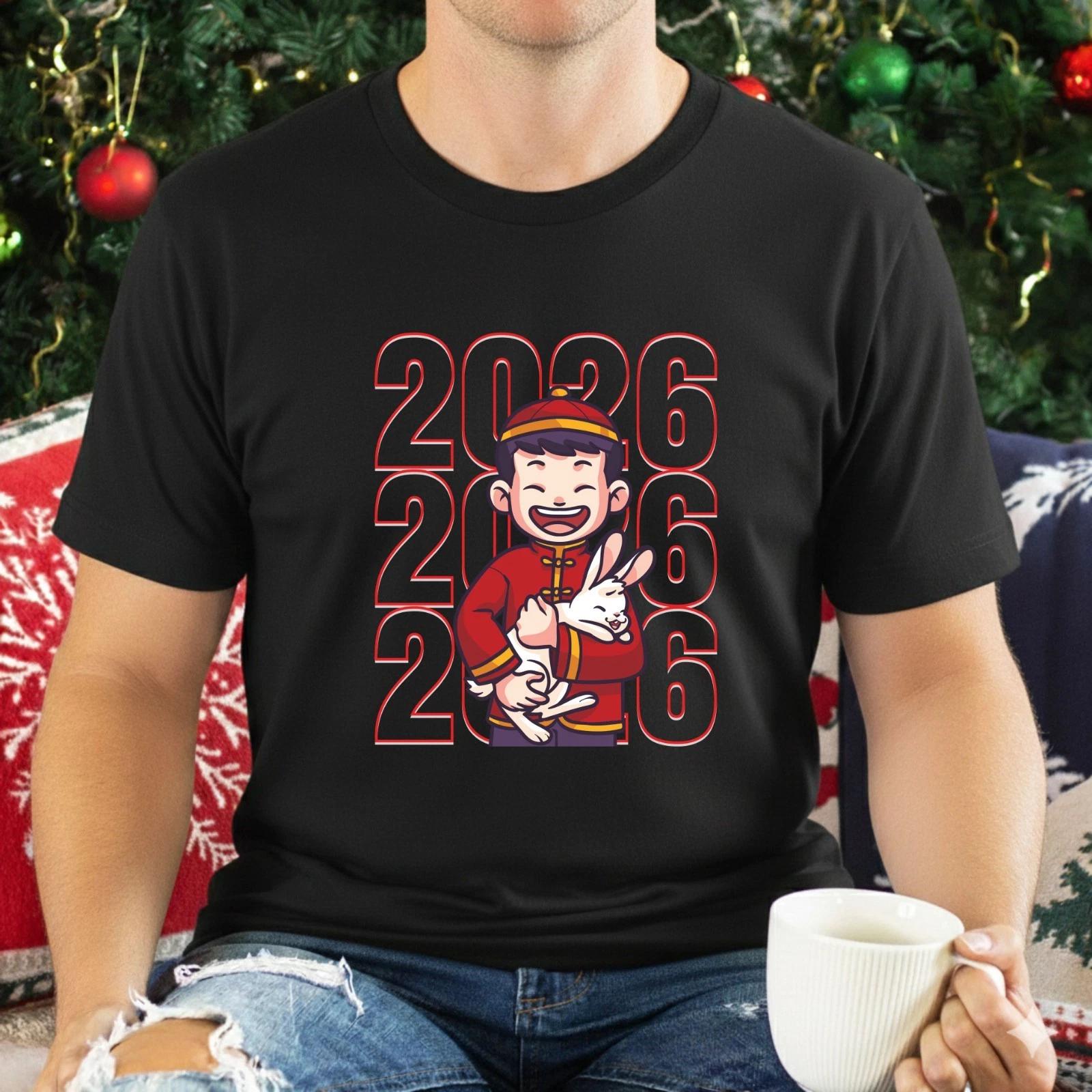 

Happy Chinese New Year 2026 T-Shirt Lunar Festival Festive Shirt Unisex Gift Top 2XL