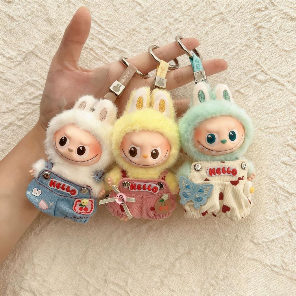 Fourth Generation Labubu Doll Clothes 4.0 Pop Mart Blind Box Pendant Overalls 10cm Cotton Doll Dress-Up Outfit