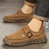 Fashion Summer Men's Perforated Breathable Handmade Stitched Cowhide Soft Sole Single Shoes Fashion Outdoor Men Comfortable Casual Shoes