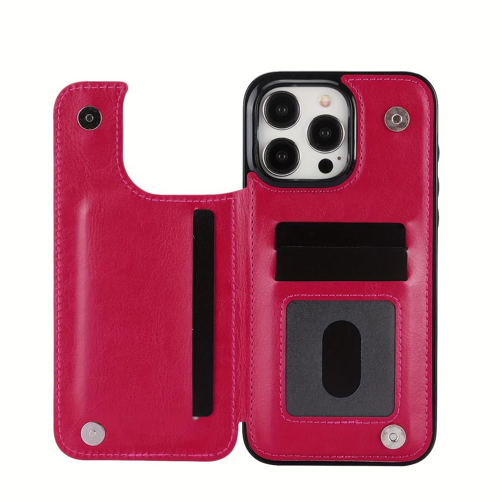 Handytasche, Brieftaschen-Handyhülle mit Kartenhalter, PU-Lederhülle mit Ständer und Kartenfächern, doppeltem Magnetverschluss und langlebiger, stoßfester Hülle für das iPhone