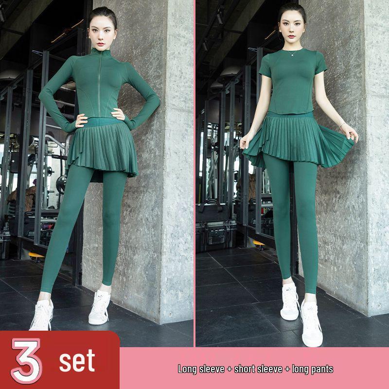Women's Pleated Skirt & Jacket Quick-Dry Yoga Set