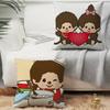 Federa Cuscino Cartone Animato M-Monchhichis Tessuto Peluche Morbida Federa Stampa Fronte/Retro Copricuscino Regali per la Casa