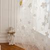 Embroidered Relief European American Flower Pattern Curtains, Transparent Rod Pockets for Seasonal Decoration, Reference Bedroom, Living Room