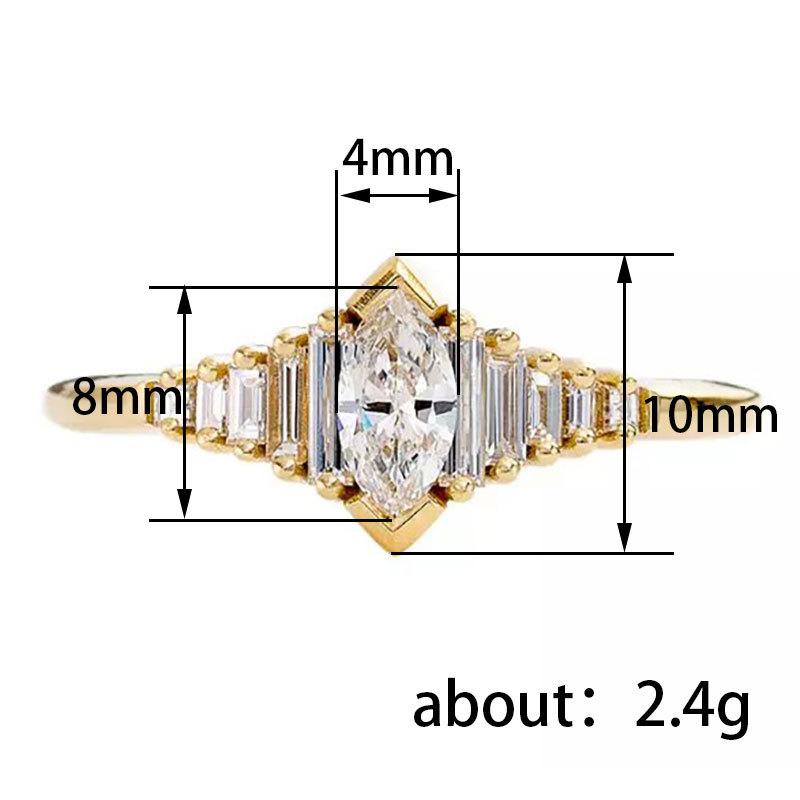 Chic Luxury Triangle Zirconia Ring Fashion Lady Gold Color Finger Jewelry for Engagement Bridal Wedding Band Accessories